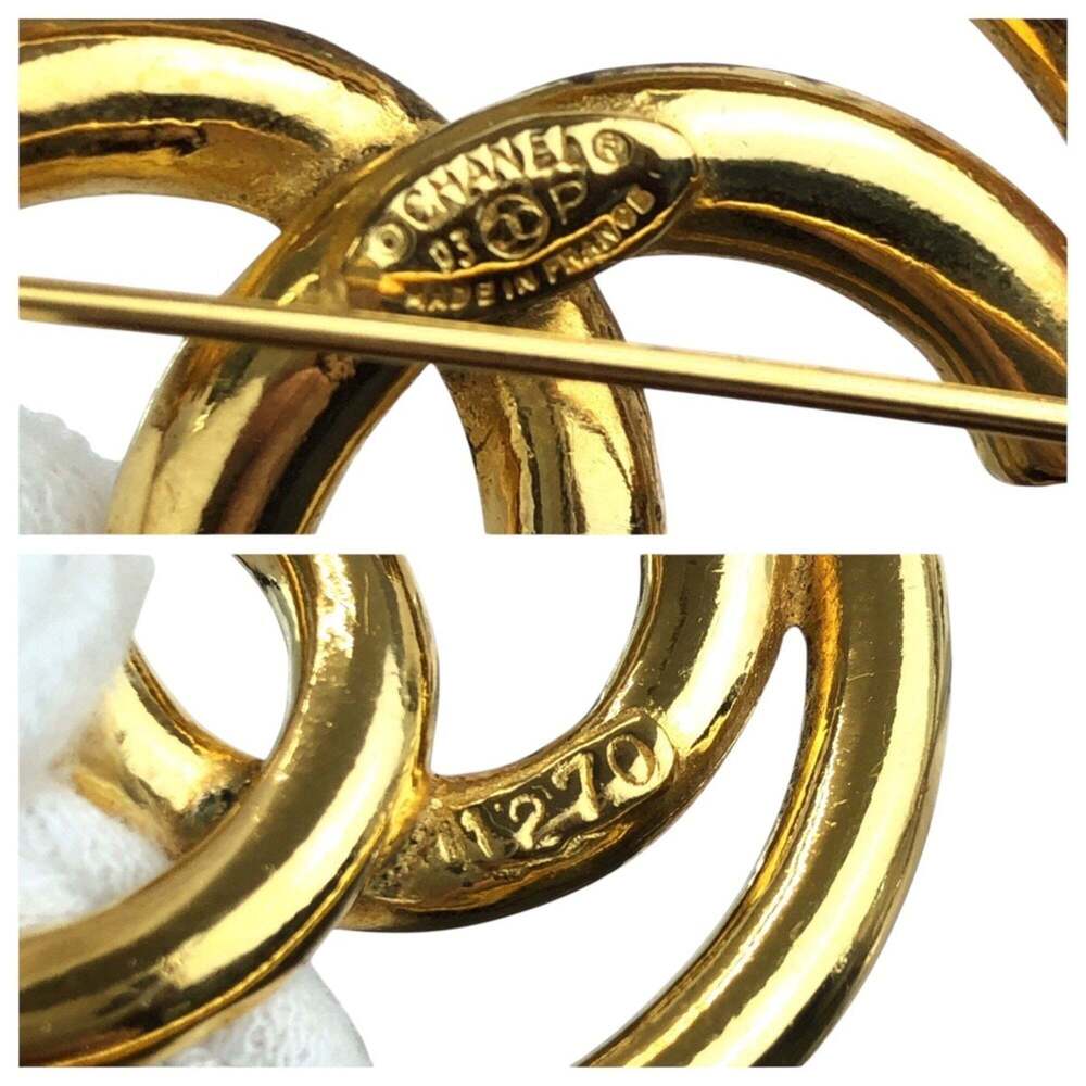 CHANEL Authentic Vintage Gold Logo Brooch - Picture 3 of 6